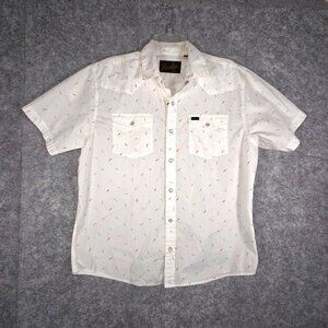 Howler Bros. Men's Button Up Shirt  Collard Short Sleeve Pockets White Size M